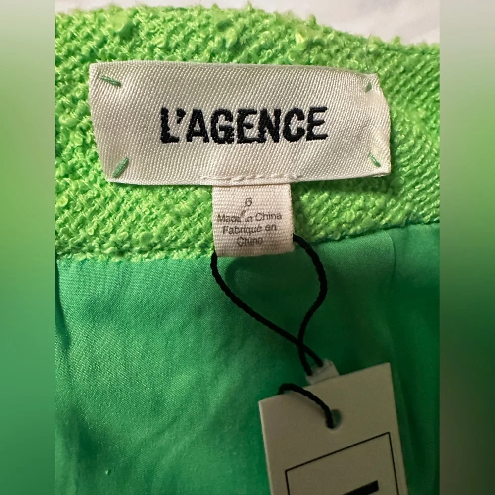 L'AGENCE Ashton Tweed Shorts in Lime Green NWT - Picture 7 of 8